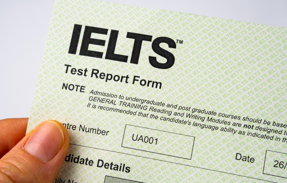 IELTS test report form.